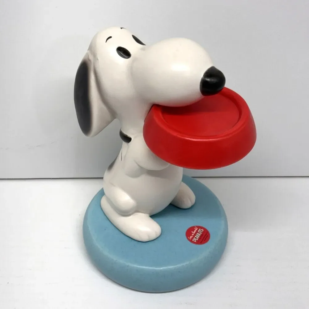 Vtg Hallmark Peanuts Snoopy With Red Dish Ceramic Coin Bank 9